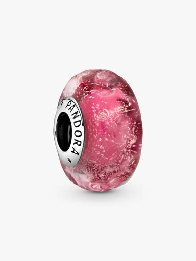 Wellenförmiges lachsfarbenes Murano-Glas Charm