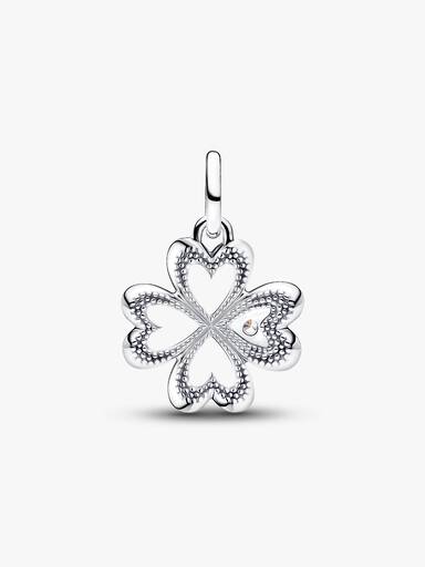 Herz Vierblättriges Kleeblatt Medaillon-Charm