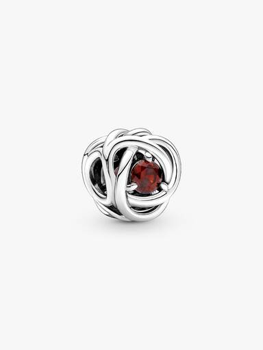 Januar Geburtsstein Roter Ewigkeitskreis Charm