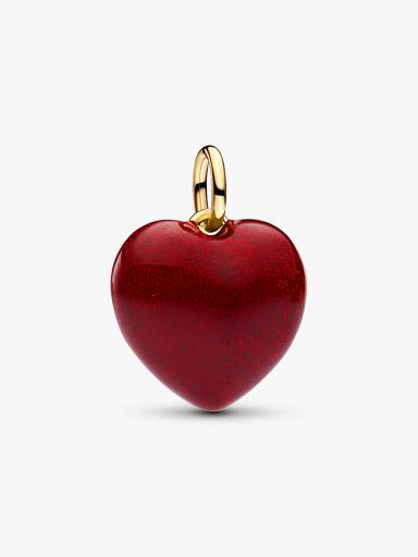 Rotes Rundliches Herz Charm-Anhänger
