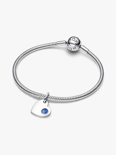 September Gravierbares Herz Blauer Stein Charm-Anhänger