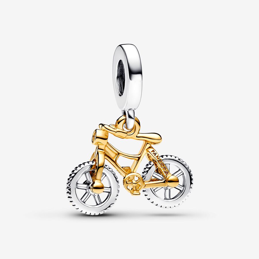 Bicolor Fahrrad mit Drehenden Rädern Charm-Anhänger image number 0