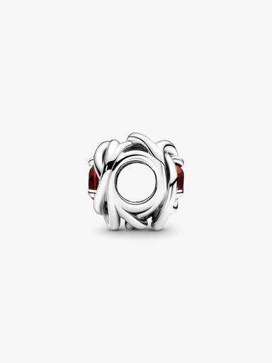 Januar Geburtsstein Roter Ewigkeitskreis Charm