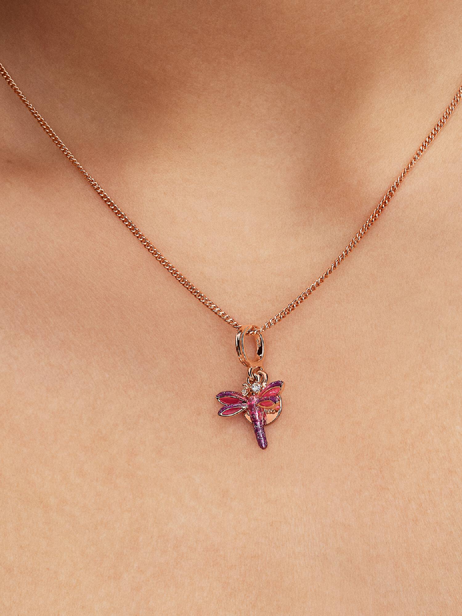 Rosa Libelle Doppelter Charm-Anhänger