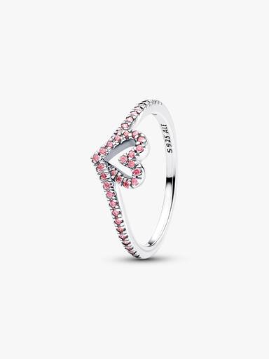 Funkelnder Rosafarbenes Herz Wishbone-Ring