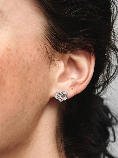 Funkelnde Unendlichkeits-Herz Ohrstecker
