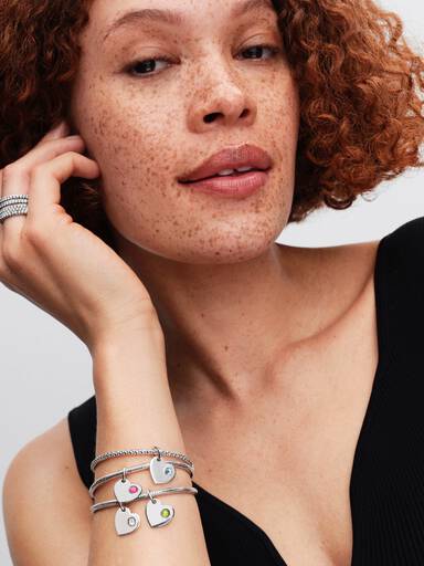 April Gravierbares Herz Klarer Stein Charm-Anhänger