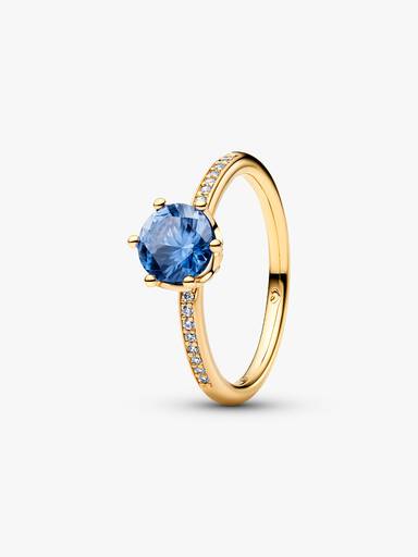 Blaue Funkelnde Krone Solitärring