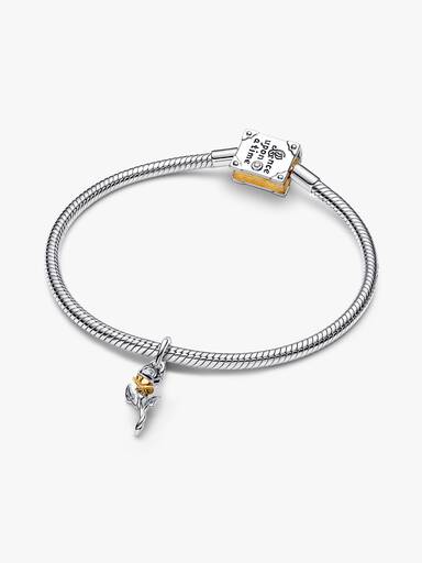 Disney Bell Verzauberte Rose im Labor gezüchteter Diamant Charm-Anhänger