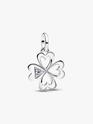 Herz Vierblättriges Kleeblatt Medaillon-Charm
