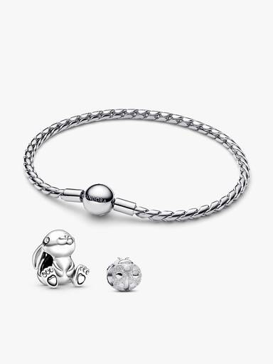 Osterzauber Armband‑Set mit Hasen Charm und Marienkäfer Mini‑Charm