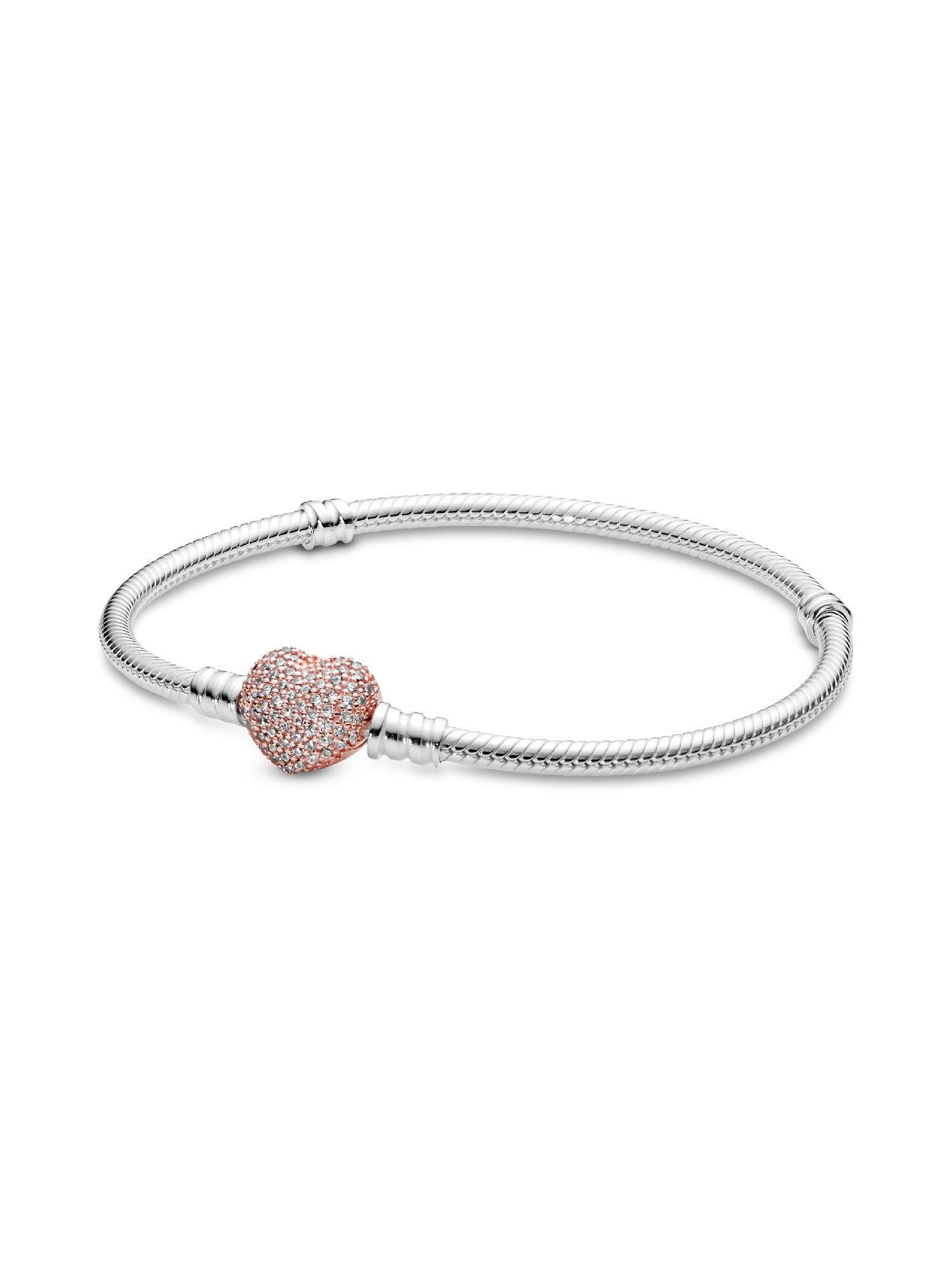 Pandora Moments Pavé-Herz-Verschluss Schlangen-Gliederarmband