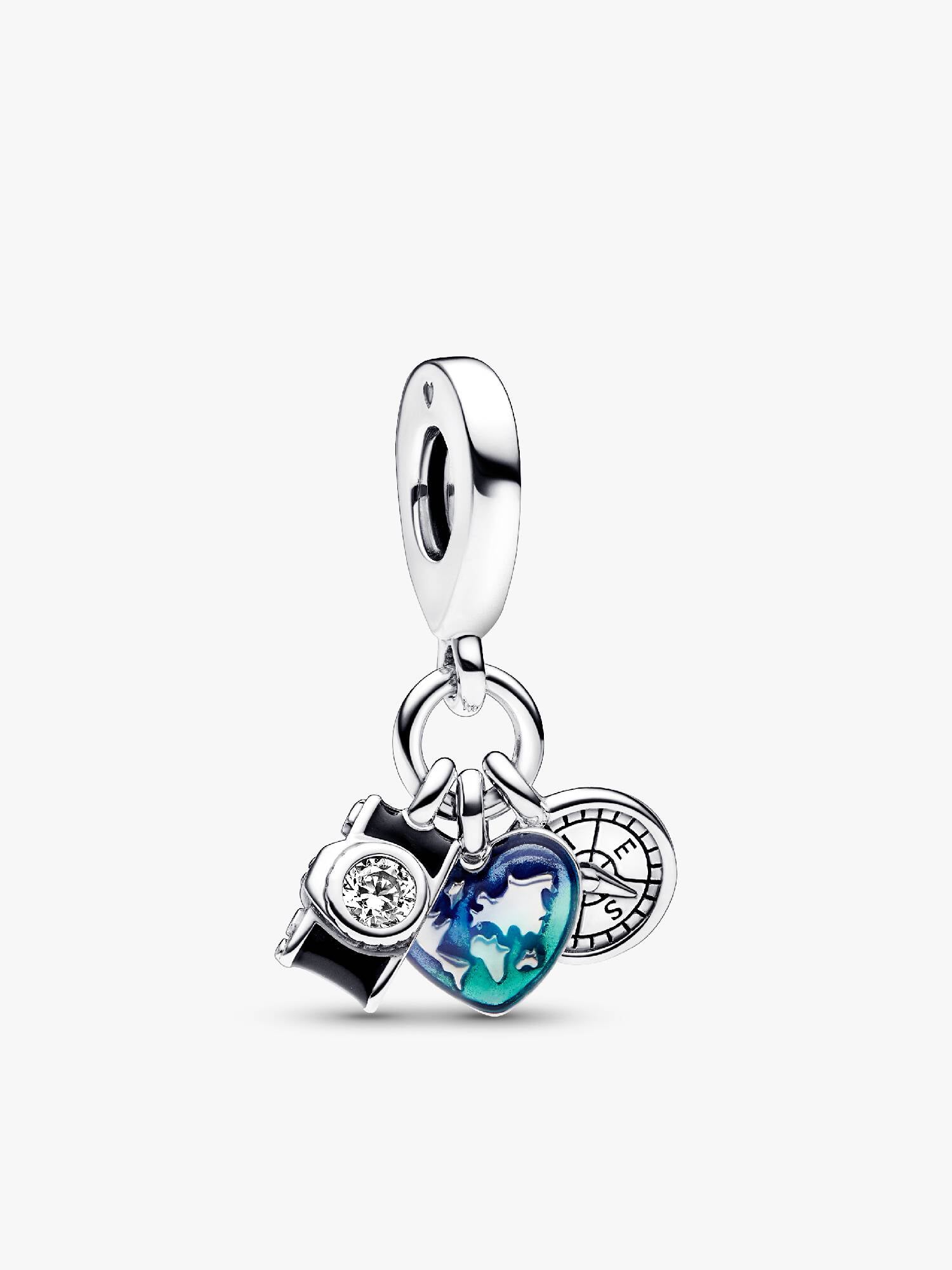 Kamera, Herz & Kompass Dreifacher Charm-Anhänger