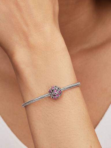 Rosa Offen gearbeitetes Herz Mom Charm