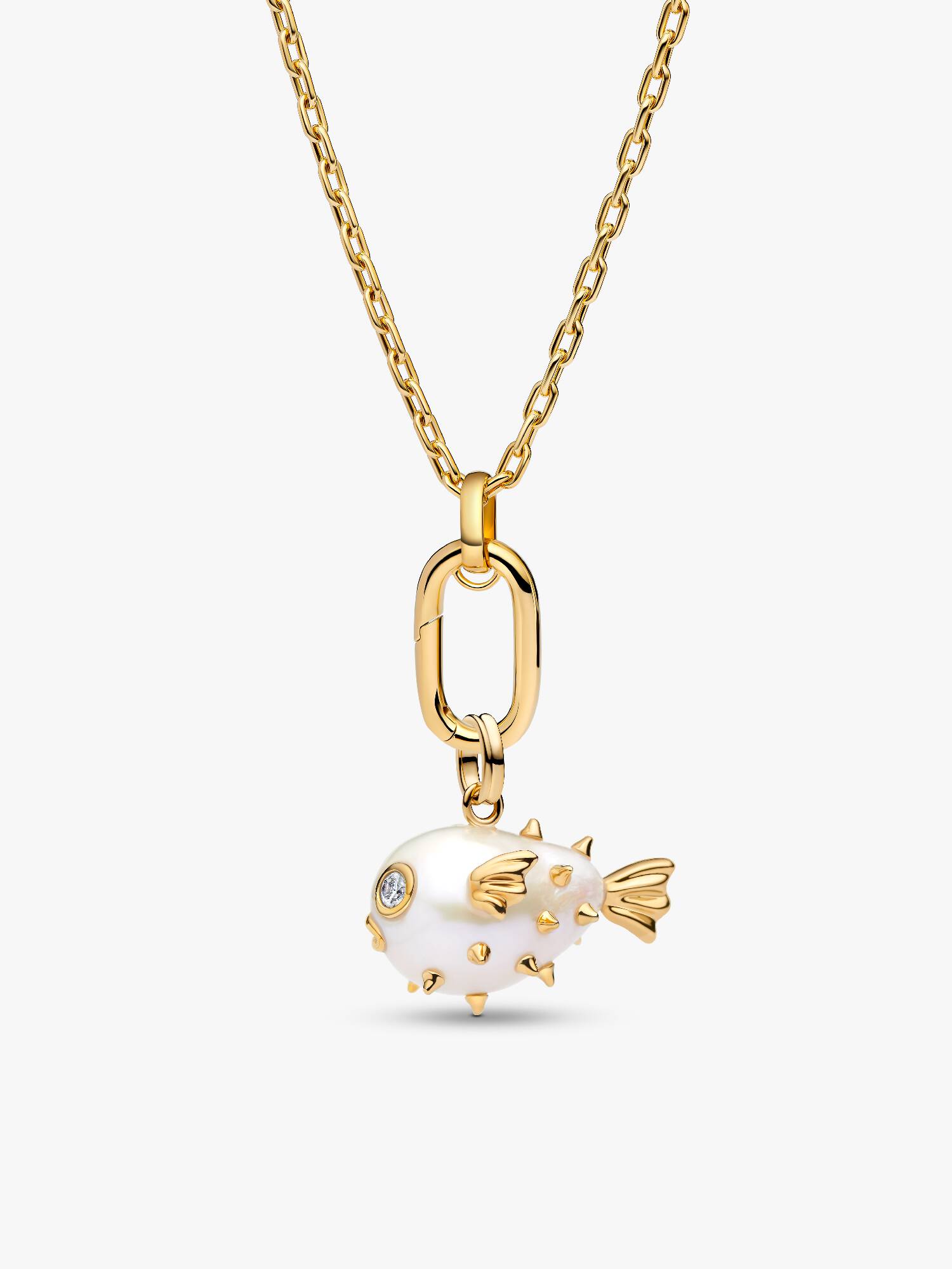 Geschenkset-Halskette mit XL Frosch Barockperle Anhänger aus Behandelter Süßwasserzuchtperle 