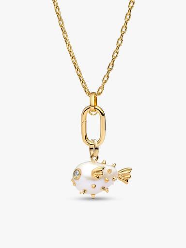 Geschenkset-Halskette mit XL Frosch Barockperle Anhänger aus Behandelter Süßwasserzuchtperle