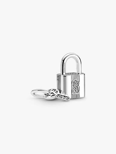 Vorhängeschloss und Schlüssel Charm-Anhänger