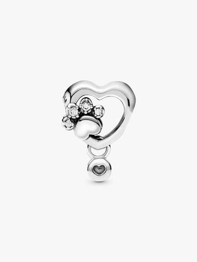Funkelndes Hundepfotenabdruck & Herz Charm