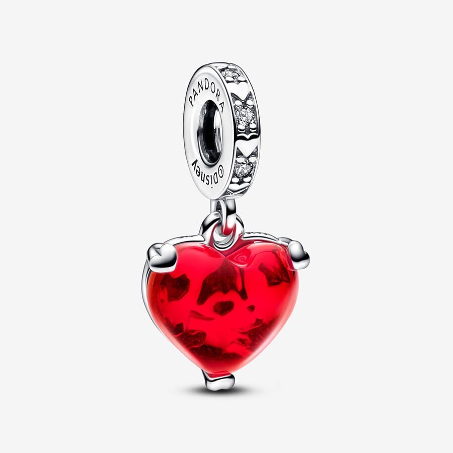 Disney Micky & Minnie Maus Kuss Rotes Murano-Glas Charm-Anhänger image number 0